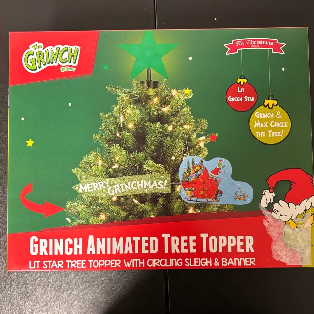 NEW Grinch Sleigh Animated Christmas Tree Topper